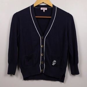 Juicy Couture Dark Blue Cardigan with White Trim